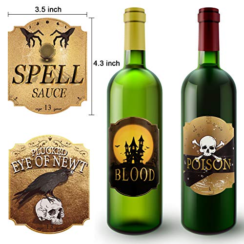 16 Pieces Halloween Bottle Labels Halloween Wine Bottle Labels Halloween Glass Labels Stickers