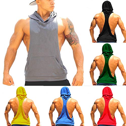 Appoi Women Underwear Men's Casual Hoodie Tank Tops Sleeveless Slim Fit Vest Shirts Gym Fitness Workout with Pockets (Gray, M)