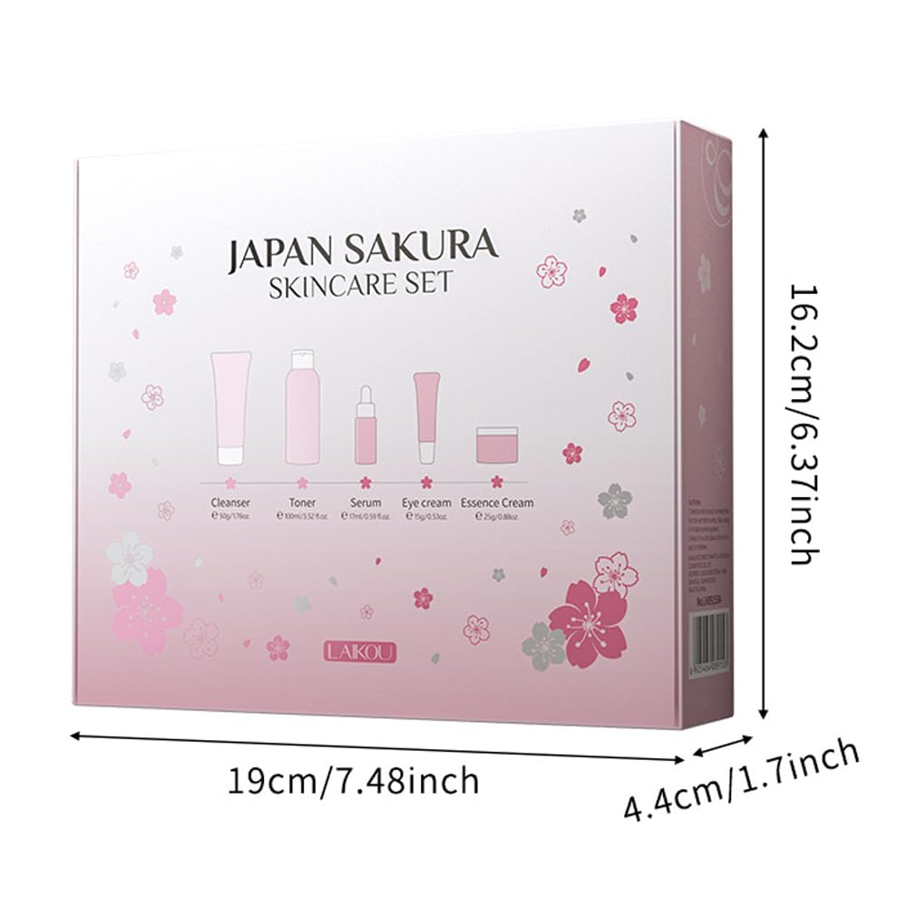 Sakura Skincare Gift Set for Women Girls, 5pcs Skin Care