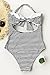 CUPSHE Fashion Women's Stripe Cutout Halter One-Piece Halter Padding Swimsuit (L, Stripe)