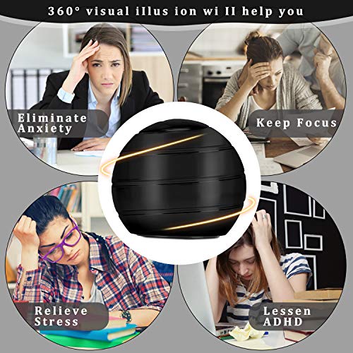 CaLeQi Desktop Ball Transfer Gyro Aluminum Alloy Kinetic Desk Toy Stress Relief Office Executive Gadgets Metal Ball Full Disassembly Rotary Decompression Toy-Small (Black) - Thumbnail 4