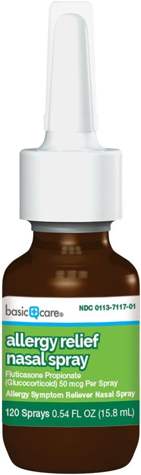  Basic Care Allergy Relief Nasal Spray, Fluticasone Propionate (Glucocorticoid), 50 mcg Per Spray, 0.54 Fluid Ounces: Health & Personal Care