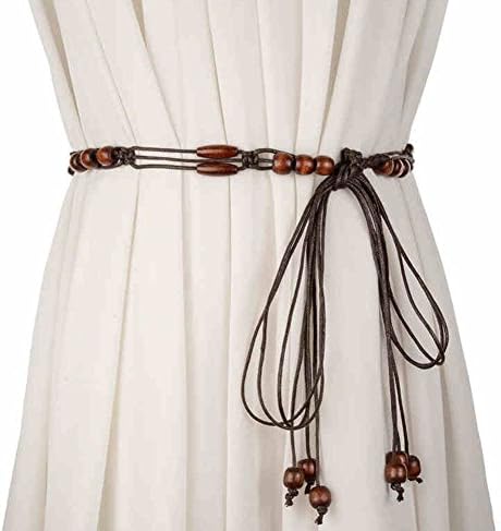 Women Fashion Decorative Knitted Belt Tassels Waist Chain Brown Waistband