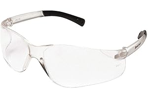 MCR Safety Glasses BK010 Clear Polycarbonate Lenses with UV Protection, Clear Frame with Clear Temple and Soft Nose Piece, 1 Pair