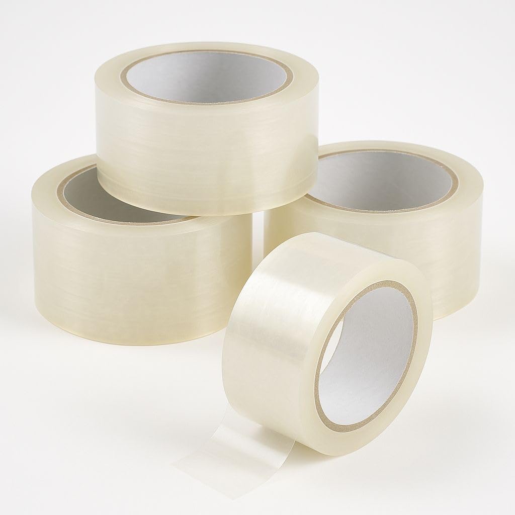 NovatoStar Parcel Tape Strong Heavy Duty General Purpose Packing Tape rolls - 48mm x 60m, Brown Tape for Packing Boxes, Multiple Quantities (6, Clear)