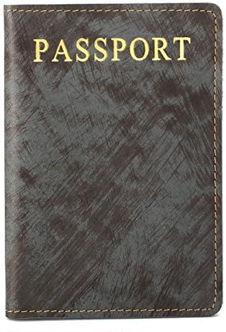 Leathereal RFID Blocking Leather Passport Cover Passport Holder Travel Wallet Passport Wallet Case - FULL GRAIN LEATHER (Blue-Gold-03)