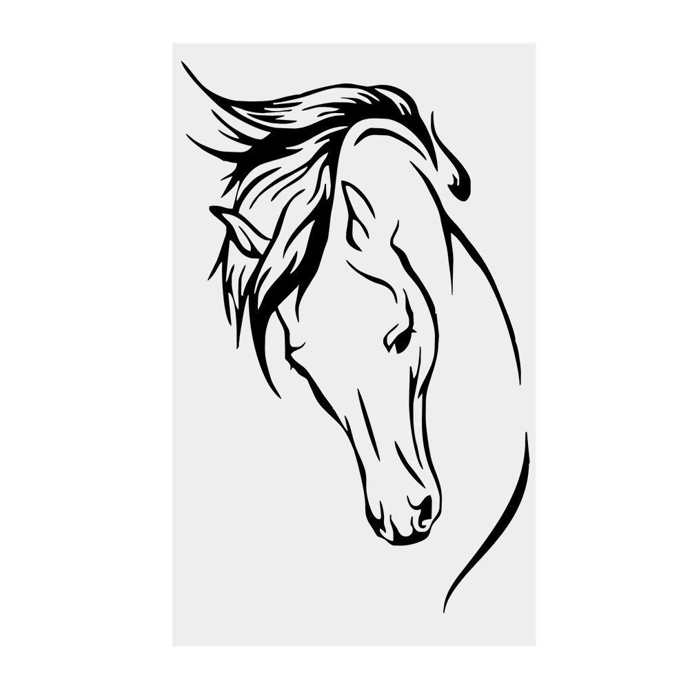 Wall Sticker, Black PVC Wall Decal Removable Horse Head Vinyl Art DIY Mural Decals for Home Kitchen Living Room Bedroom (10.6 x 17.3inch)