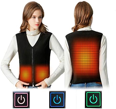 LDPH Electric Heated Vest, USB Charging Washable Size Adjustable Heated Clothing Winter Warm Gilet For Outdoor Riding Skiing Fishing Camping Hiking, Women, Black (No Battery)