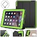New iPad 2017/2018 Case, Shockpoof Protective 9.7 inch Case Rugged Smart Cover Auto Sleep Wake with Leather Stand Feature for New iPad 5th Generation Model (A1822/ A1823/ A1893/ A1954) (Black/Green)