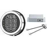 Gun Safe Lock Replacement Solenoid Lock with 2 Override Keys | Chrome Digital Keypad DIY Safe Electronic, Reset Cable, Circuit Board Lock
