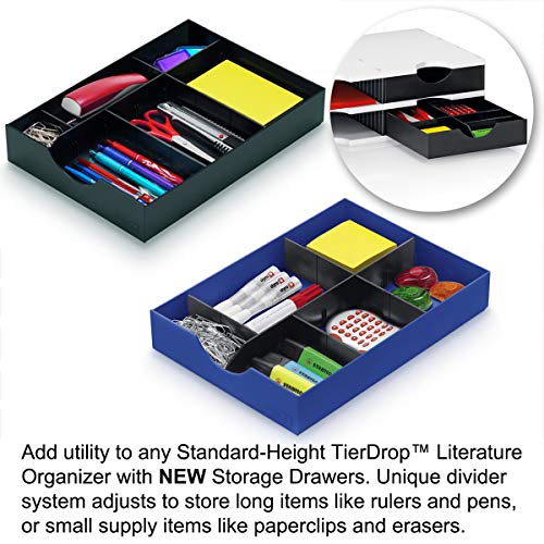 Ultimate Office TierDrop Desktop Organizer Document, Forms, Mail, and Classroom Sorter. 24 Letter Size Compartments with Optional Add-On Tiers for Easy Expansion - Gray w/Blue!