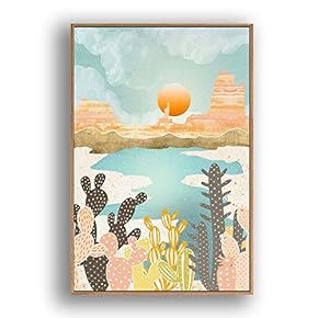 Framed Canvas Home Artwork Decoration Nordic Style Scenery Canvas Wall Art for Living Room, Bedroom - 16x24 inches