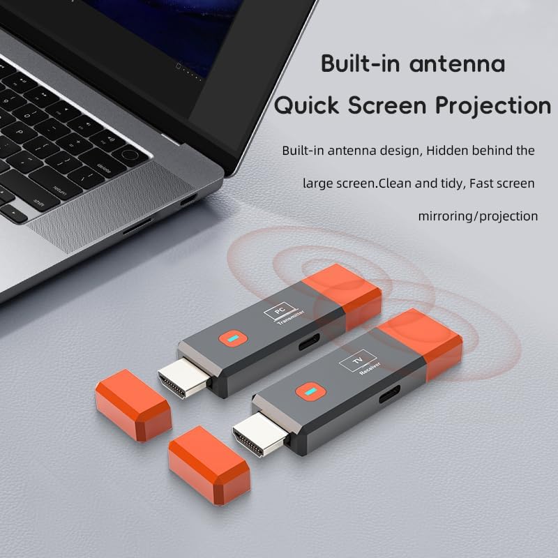 Wireless HDMI Transmitter and Receiver, 328FT/100M 2.4G/5G Wireless HDMI Extender, 4K Decode 1080P Output, for Streaming Video and Audio from Laptop/PC/TV Box/Projector/PS4/PS5 to Monitor/TV.