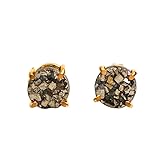 Gempires Natural Pyrite Raw Crystal Stud Earrings