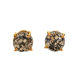 Gempires Natural Pyrite Raw Crystal Stud Earrings