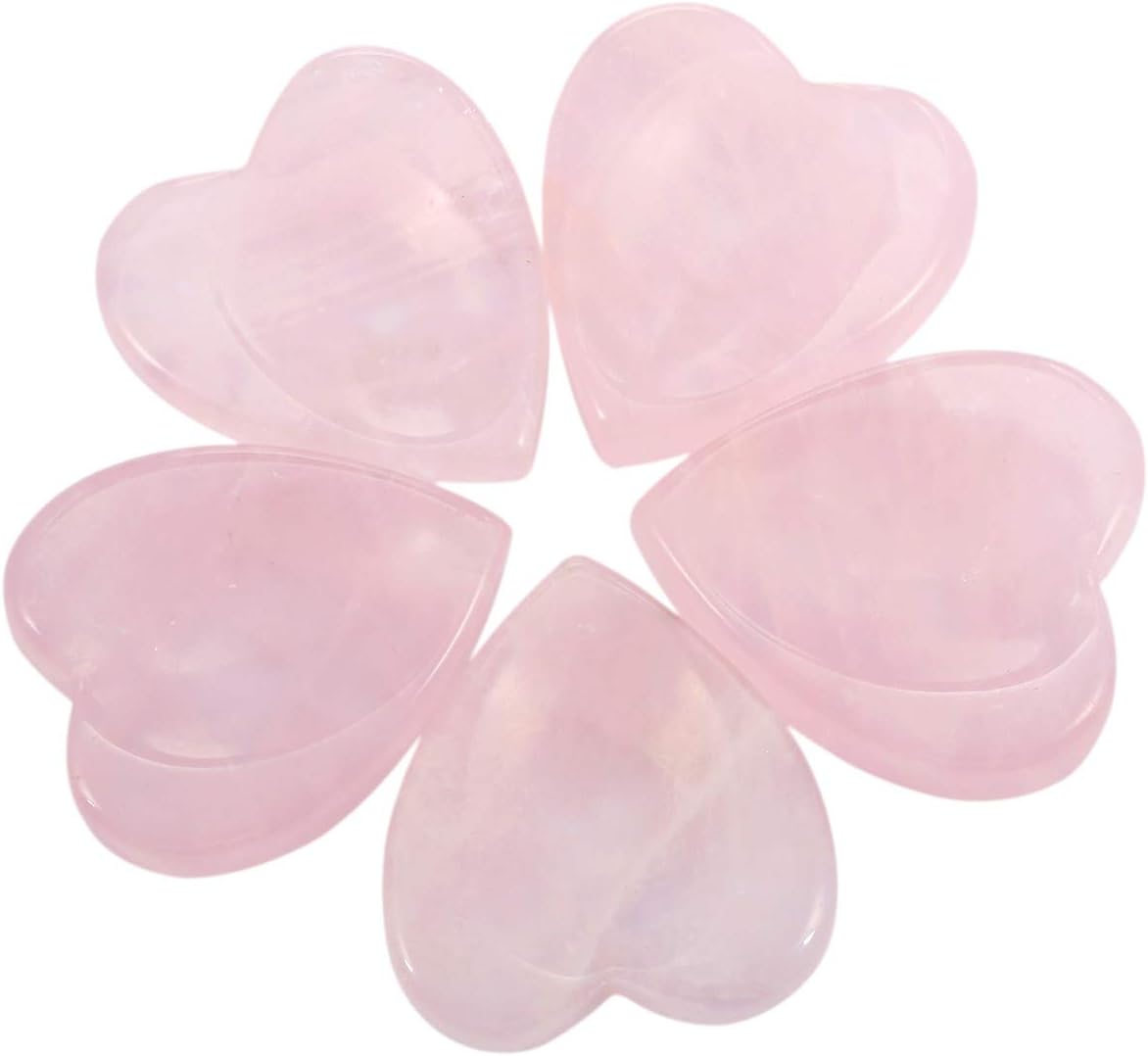 mookaitedecor Pack of 2 Natural Rose Quartz Heart Shaped Crystal Thumb Worry Stones for Anxiety Stress Relief Polished Pocket Stones Palm Quartz Healing Crystal Gifts for Chakra Balancing - Image 4