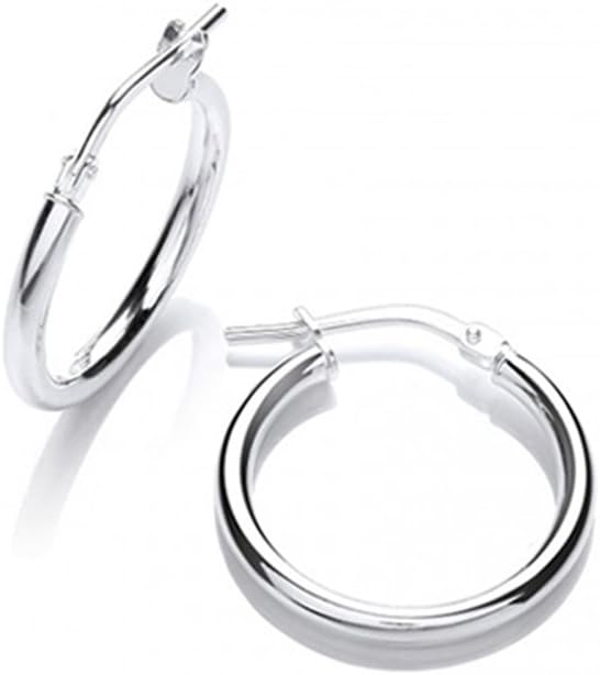 Sterling Silver .925 Tube Stlye 2mm Gauge Thickness and 10mm Width Wide Plain Hoop Earrings. Available in 10mm, 12mm, 14mm, 16mm, 18mm, 20mm, 25mm, 30mm, 40mm, 50mm, 60mm, 70mm, 80mm