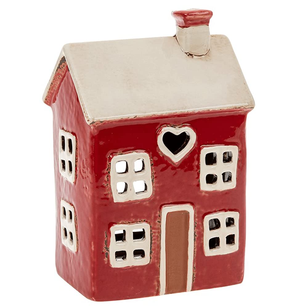 Village Pottery Heart House Red Tealight Glazed Ceramic