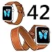 BRG Apple Watch Band 42mm, Genuine Leather Strap iWatch Band with Classic Metal Buckle for Apple Watch Series 1 Series 2 - Brown (Package Include 3 Bands, 2 Lengths for Single Tour and Double Tour)