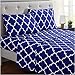 Mellanni Full Sheets Set - 4 PC Iconic Collection Bedding Sheets & Pillowcases - Hotel Luxury, Extra Soft, Cooling Bed Sheets - Deep Pocket up to 16 inch (Full, Quatrefoil Imperial Blue)