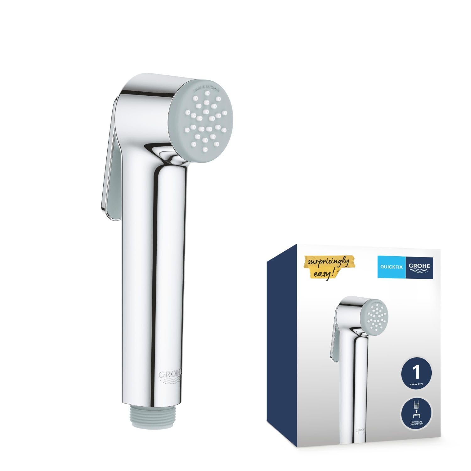 GROHE Vitalio Trigger Spray 30 - Hand Shower with Trigger Control (Easy Clean Anti-Limescale System, Universal Mounting System, Min. Recommended Pressure 1.0 bar), Chrome, 26351000