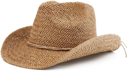 San Diego Hat Company Women's Crochet Raffia Cowboy Hat with