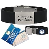 Allergic to Penicillin Medical Alert ID Bracelet For Men and Women