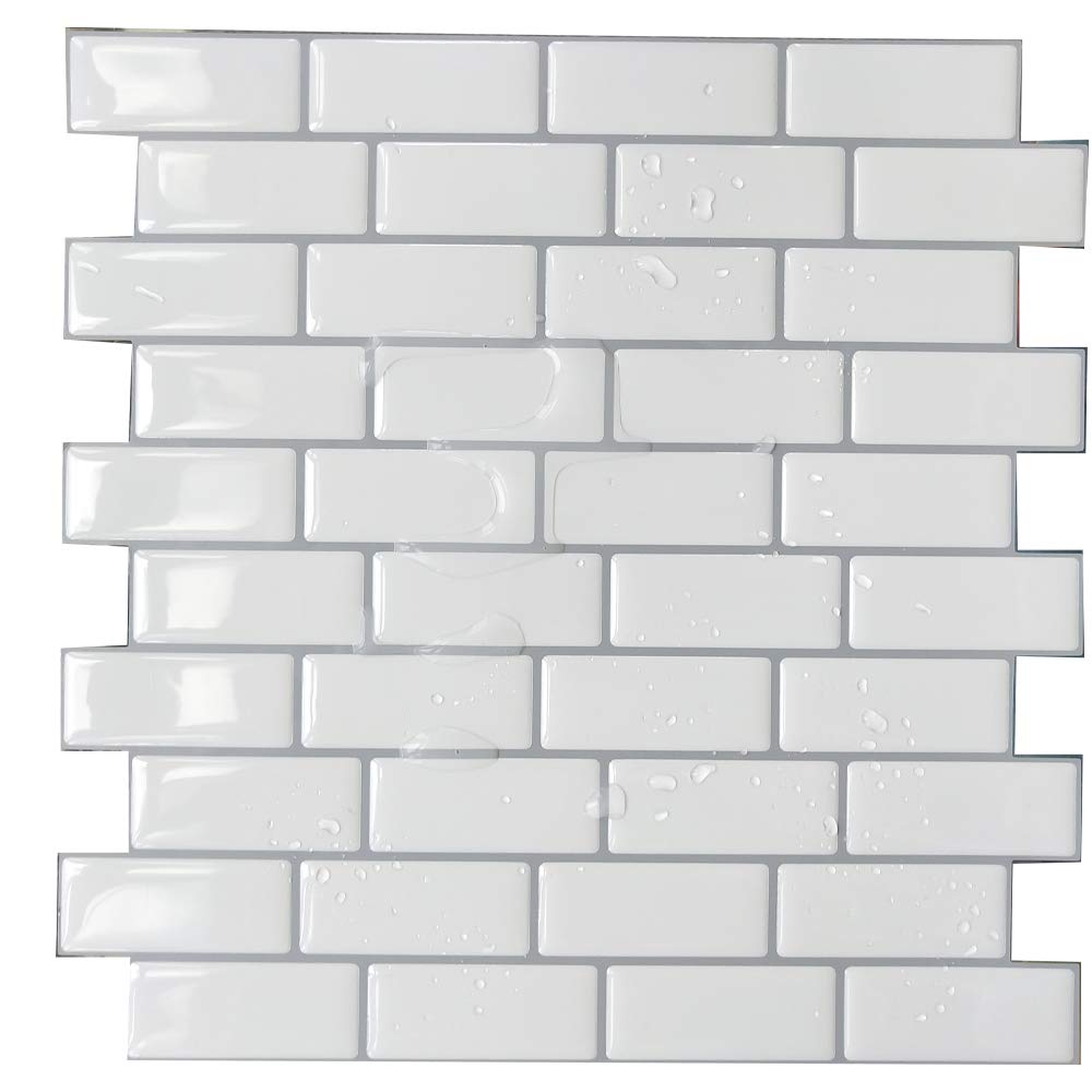 Alwayspon Tile Sticker 10 Sheets Vinyl Stick on Tiles, 25x25cm Wall Tile Transfers Sticker for Home Decor, Peel and Stick Self-adhesive Backsplash, Tile Decals for Kitchen Bathroom Decor