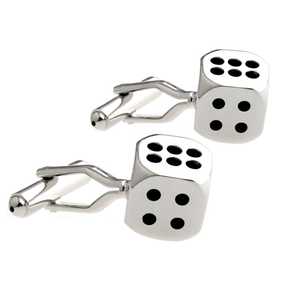 HONEY BEAR Lucky Dice Cufflinks for Men shirt, Stainless Steel Novelty Cuff link Gift