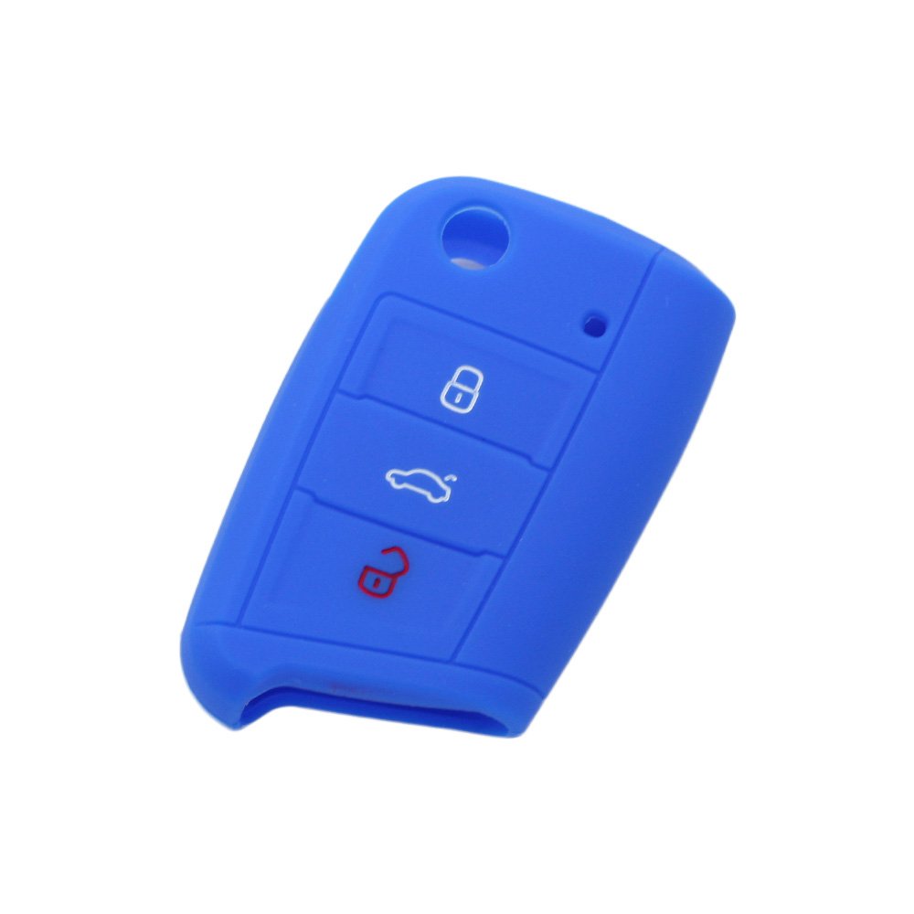 BROVACS Silicone Cover Protector Case Holder Skin Jacket Compatible with VOLKSWAGEN 3 Button Flip Remote Key Fob CV9803 Deep Blue