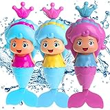 Conquer Baby - Bath Toys for Toddlers Kids Girls - Mermaid Princess Wind Up Tail Flap Floating Water BathTub Toys, Swimming Pool Beach Bathing Time Fun - Random Color 1 Piece