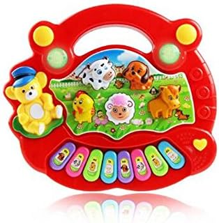 Baby Kid's Animal Farm Mobile Piano Smart Music Toy Electric ENGLISH Early Baby Gift (Red)