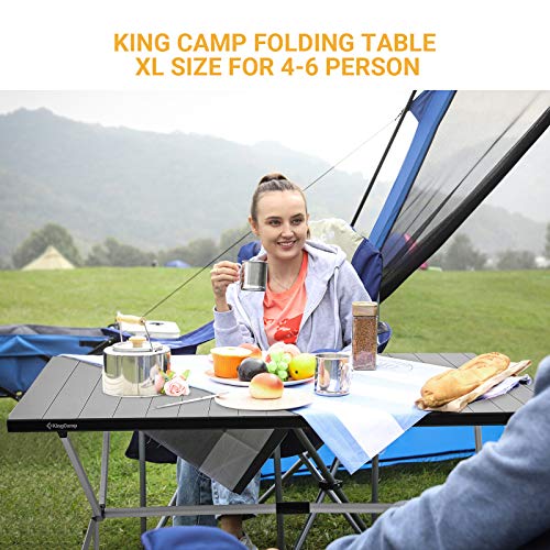 KingCamp Folding Camping Table Aluminum Roll Up Table Oversized Large
