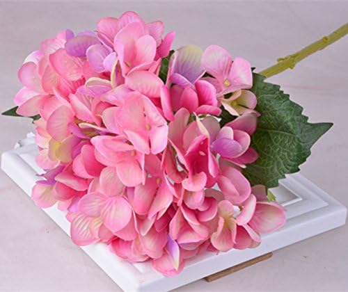 YJ Bear Silk Artificial Rose Hydrangeas Flower for Office Decor Home Decoration Washable DIY Flowers for Wedding Bouquets Party(1 Bunch of 6 Flowers)