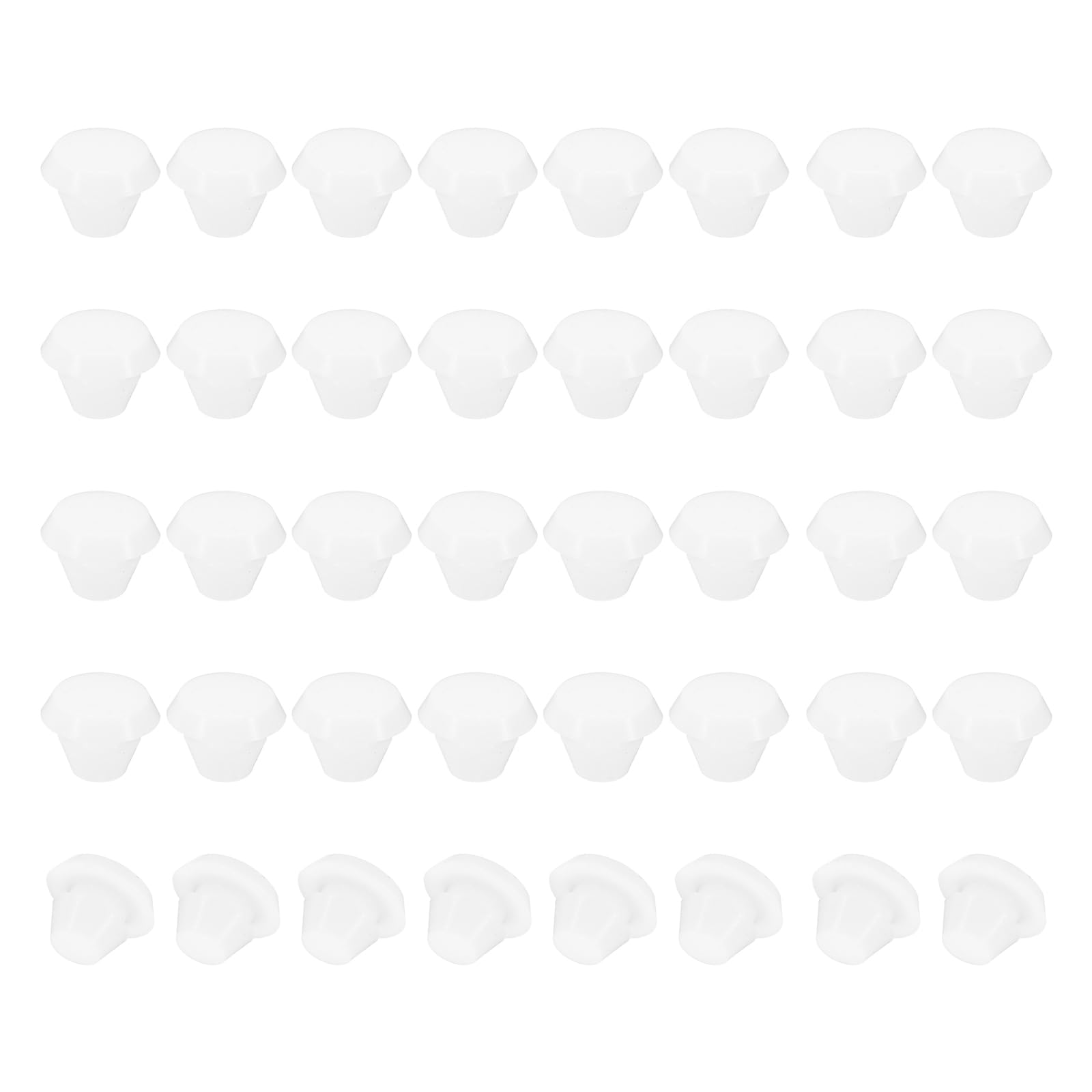 PATIKIL 5mm Diameter Silicone Hole Plug, 40 Pcs Round Snap in Type Locking Furniture Button Protective Cover Cap Head Fit for 5-5.5mm Hole for Seal Bulkhead Cylinder Hole, White
