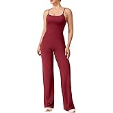 YEOREO VitaWeave Jumpsuits for Women Wide Leg Sleeveless Adjustable Strap Romper Square Neck Yoga Workout Bodycon