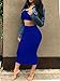 GOBLES Women's Sexy Crop Top Two Piece Outfits Bodycon Club Tank Midi Dress Royal Blue
