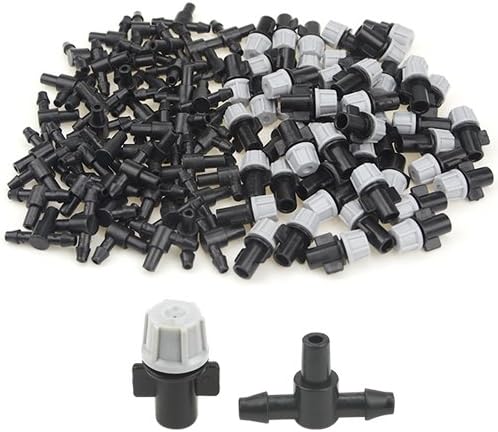 XINGYHENG 100Pcs(50Pairs) Garden Irrigation Kit Adjustable Misting Drippers Atomizing Connect with Tee Connector Round Emitter Drip System for Flower Pot Garden Lawn Water Irrigation Drip Kit
