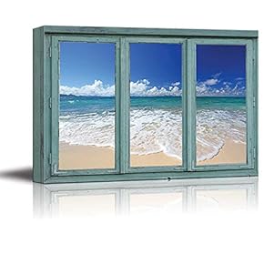 Island Getaway - Tropical Vacation Scene on Private Sandy Resort - Canvas Art Home Art - 24x36 inches