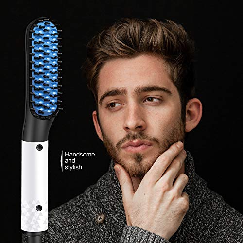 Quick Beard Straightener Brush, Electric Hair Straightening Comb Styling Comb Hair Straightener Heat Brush Magic Massage Comb Electric Hair Tool for Men