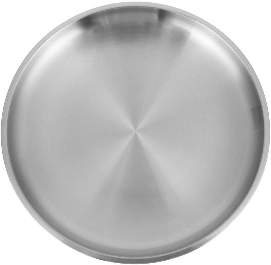 DOITOOL Metal Serving Tray Pizza Baking Round Stainless Steel Dish BBQ Oven
