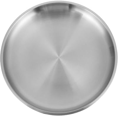 DOITOOL Metal Serving Tray Pizza Baking Round Stainless Steel Dish BBQ Oven