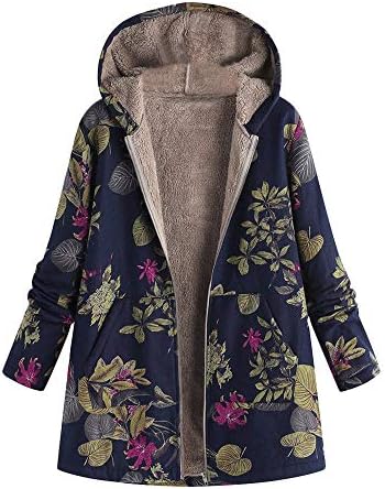 Women's Hooded Jacket Coats Plus Size Vintage Boho Winter Warm Faux Furry Parka Cardigans for Ladies Teen Girls Casual Tunic Pullover Sweatshirts Hoodies Jumpers Outwear Overcoats Knitwear
