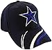 Dallas Adjustable Bent Brim Baseball Cap with Stripes on Bill (Navy Blue Star)