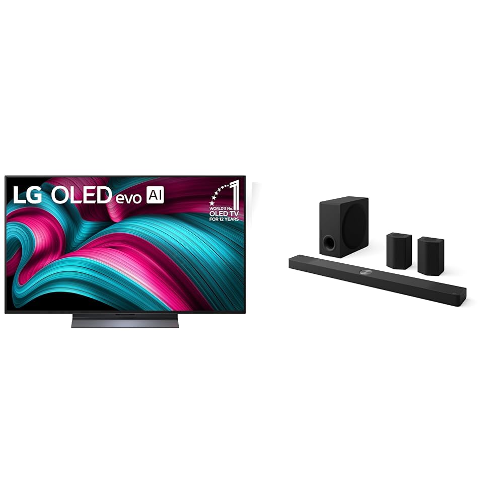 LG 48" OLED evo C5 4K Smart TV & 9.1.5-Ch. S95TR Soundbar with Dolby Atmos, DTS:X, Wireless Speakers and Subwoofer Home Theater Bundle Image
