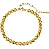PNNY AMDA Gold Bracelets for Women: 18K Gold Plated Beaded Bracelets - Adjustable Chain Womens Trendy Jewelry Gifts