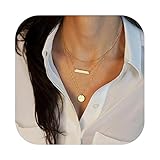 Shoopic Layered Coin Bar Pendant Lariat Disc Drop Y Chain Necklace for Women (bar coin2)