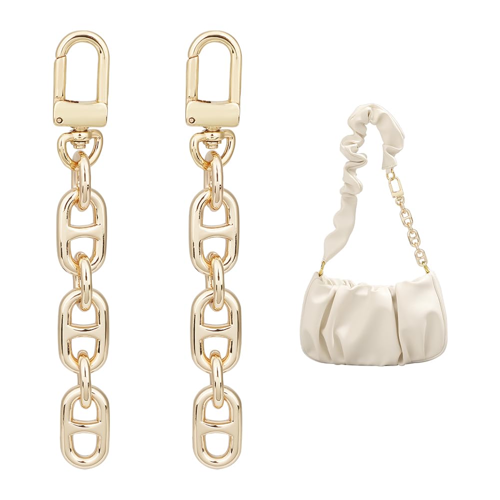 UNICRAFTALE 2 Pcs Bag Extender Chain Alloy Mariner Link Purse Strap Extender for Shoulder Bag Light Gold 11cm Chain Strap Extender Replacement Accessory Bag Chain Straps for Purse Clutch Handbag