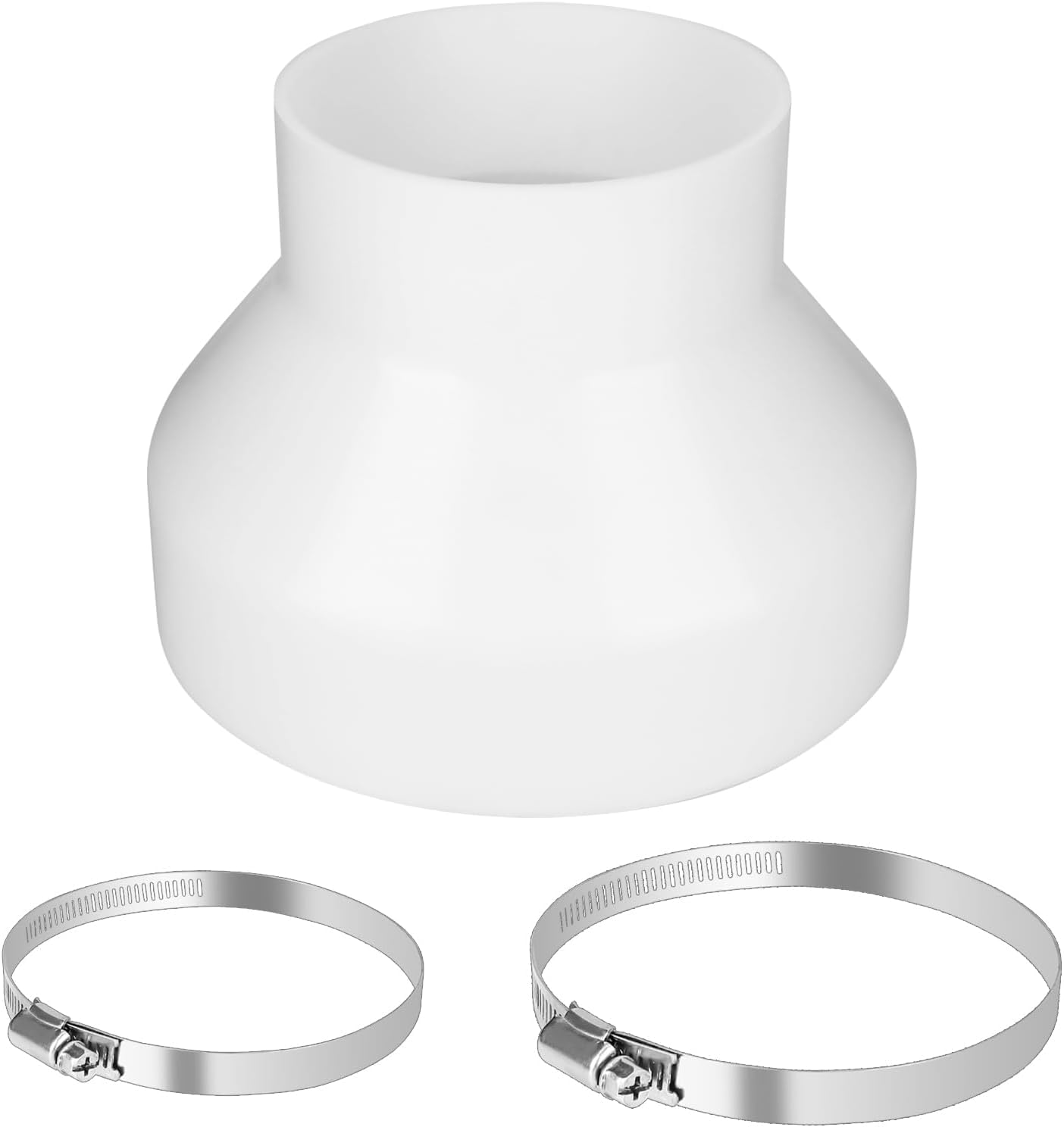 DMJJSD® Ducting Reducer 150mm to 100mm/6 to 4 inch Duct Pipe Reduction Connector mit Stainless Hose Clips(91-114mm,141-165mm) Extractor Fan Reducer Circular Reducing Joint Duct Pipe Connector Adaptor