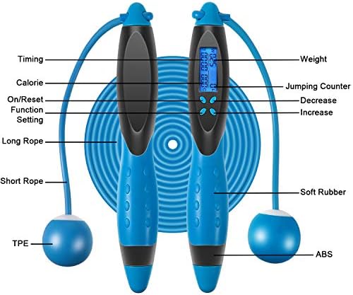 Gejoy Electronic Counting Jump Rope, Adjustable Fitness Jumping Rope with Electronic Time Calorie Counter, Skipping Rope for Children Adult Women Indoor Outdoor Sports Weight Loss Exercise 2